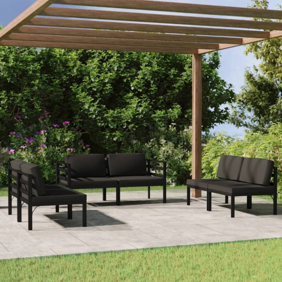 vidaXL 4-tlg. Garten-Lounge-Set mit Kissen Aluminium Anthrazit