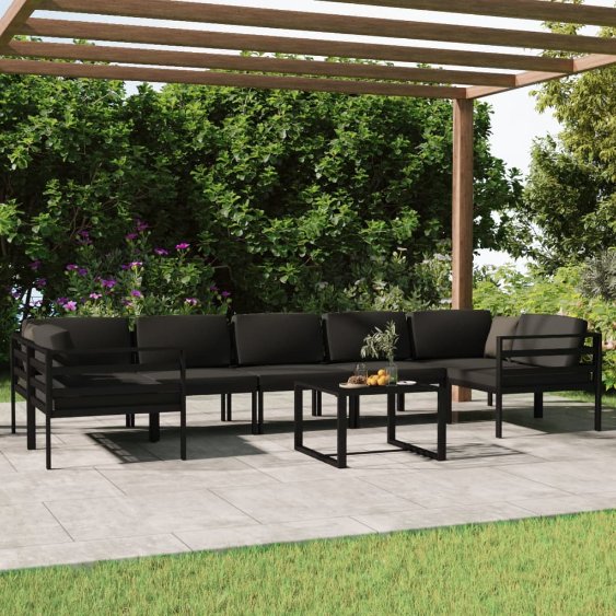 vidaXL 7-tlg. Garten-Lounge-Set mit Kissen Aluminium Anthrazit