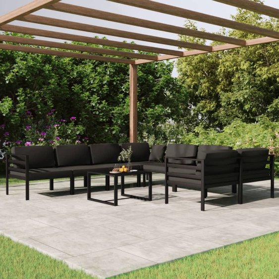 vidaXL 8-tlg. Garten-Lounge-Set mit Kissen Aluminium Anthrazit