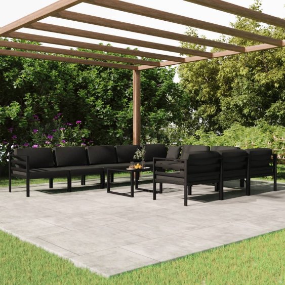 vidaXL 8-tlg. Garten-Lounge-Set mit Kissen Aluminium Anthrazit