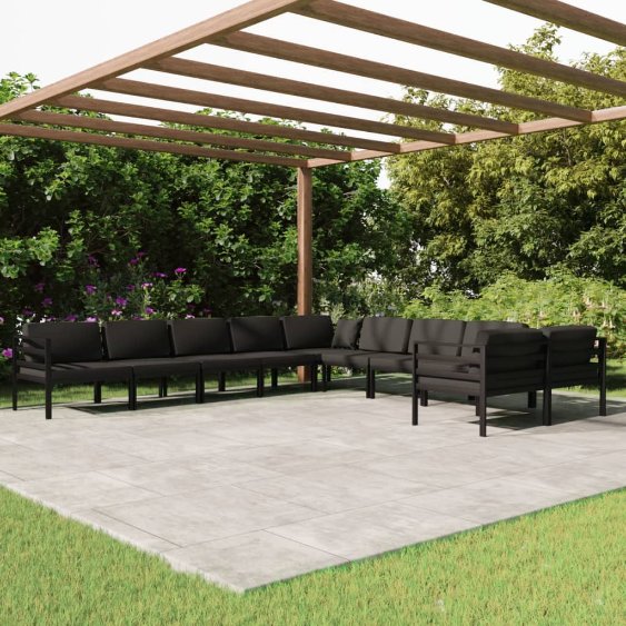 vidaXL 8-tlg. Garten-Lounge-Set mit Kissen Aluminium Anthrazit