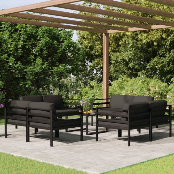 vidaXL 8-tlg. Garten-Lounge-Set mit Kissen Aluminium Anthrazit