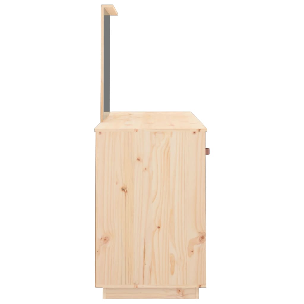 vidaXL Schminktisch mit Spiegel Massivholz Kiefer