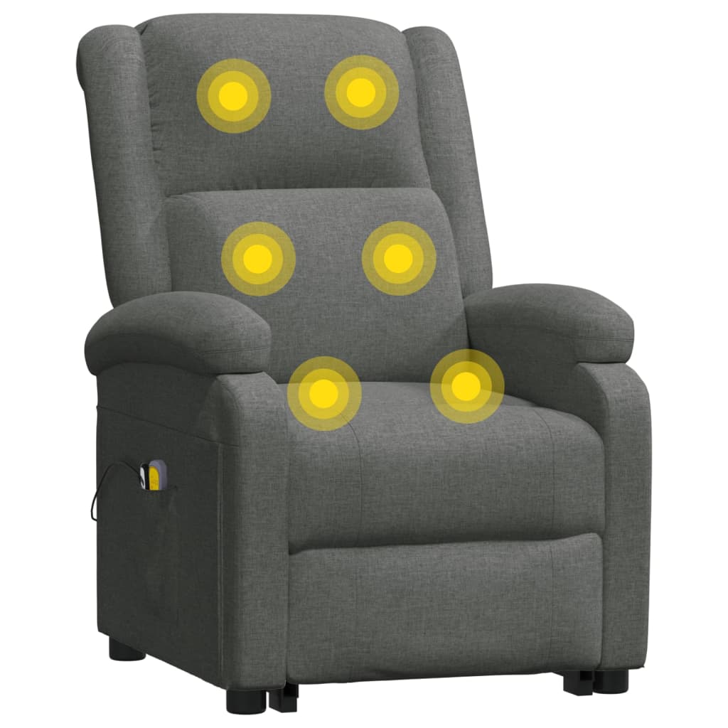 vidaXL Massagesessel mit Aufstehhilfe Dunkelgrau Stoff