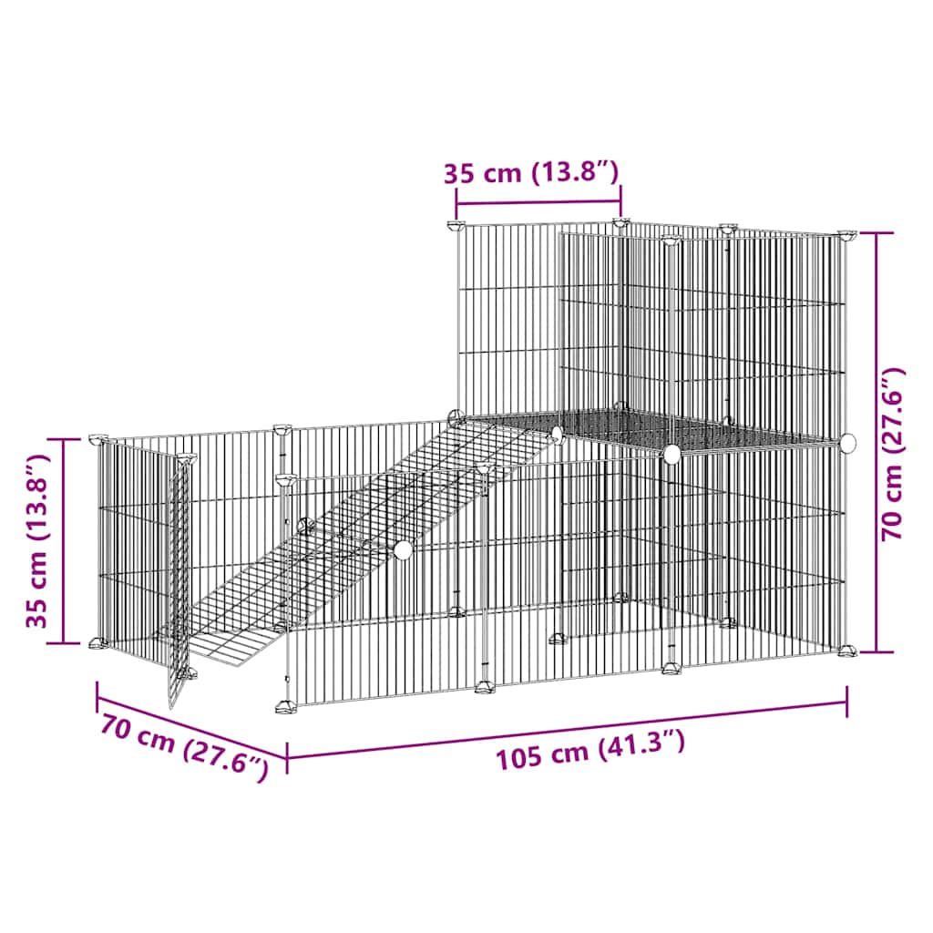 vidaXL 20-tlg. Haustierkäfig mit Tür Schwarz 35x35 cm Stahl
