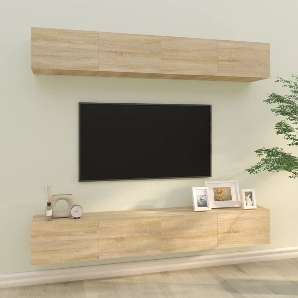 vidaXL TV-Schränke 4 Stk. Weiß 80x30x30 cm Holzwerkstoff