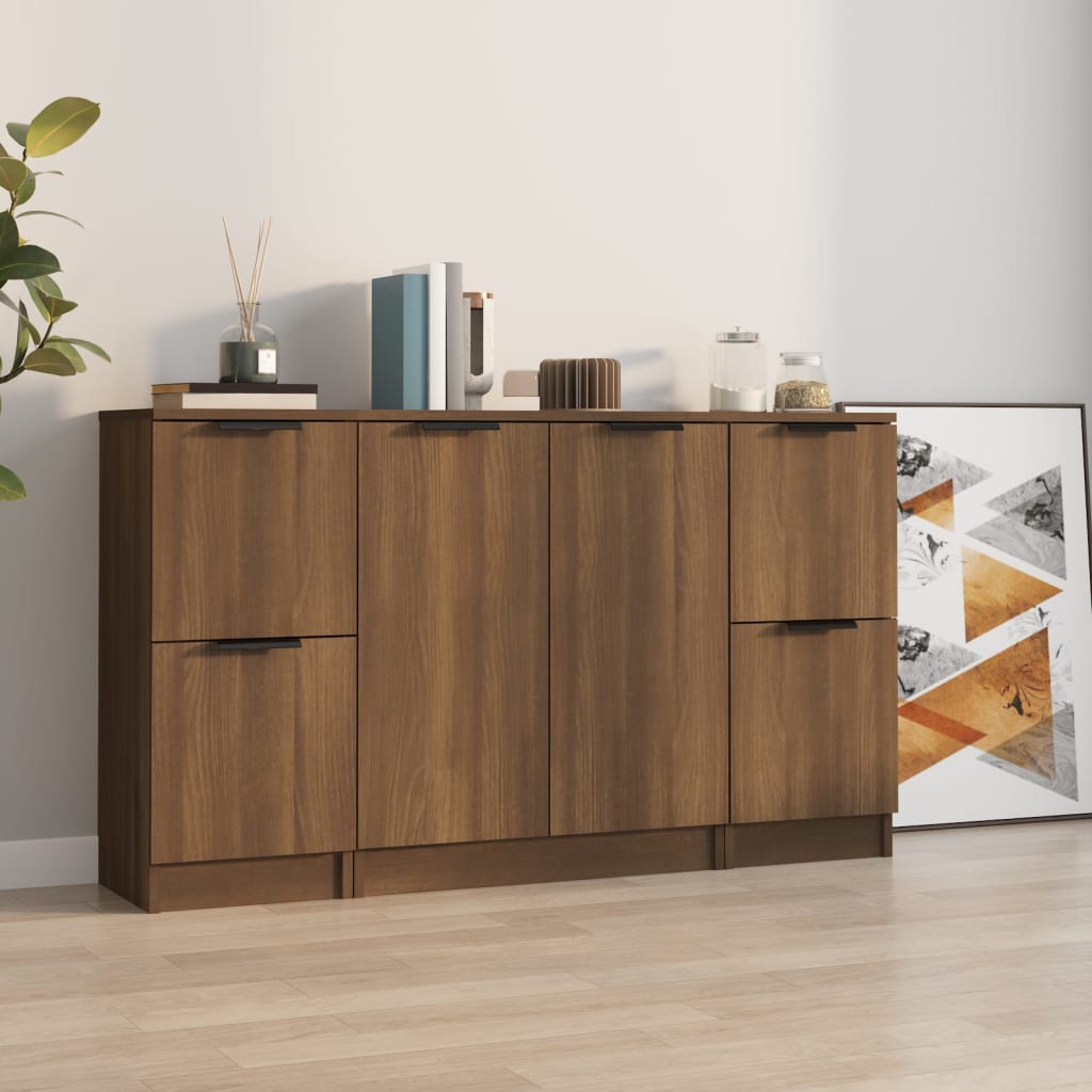 vidaXL Sideboards 3 Stk. Weiß Holzwerkstoff
