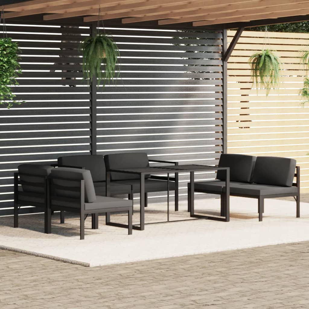 vidaXL 6-tlg. Garten-Lounge-Set mit Kissen Aluminium Anthrazit