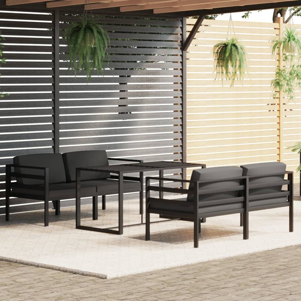 vidaXL 6-tlg. Garten-Lounge-Set mit Kissen Aluminium Anthrazit