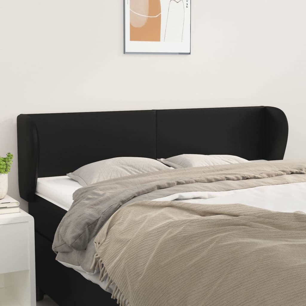 vidaXL Kopfteil mit Ohren Schwarz 83x23x78/88 cm Kunstleder