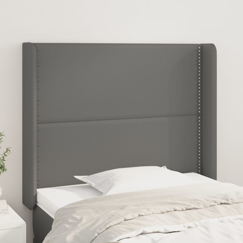 vidaXL Kopfteil mit Ohren Schwarz 83x16x78/88 cm Kunstleder