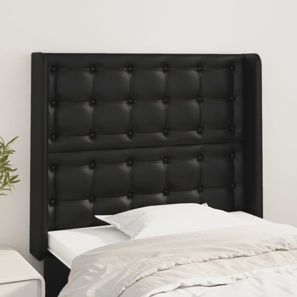 vidaXL Kopfteil mit Ohren Schwarz 83x16x78/88 cm Kunstleder
