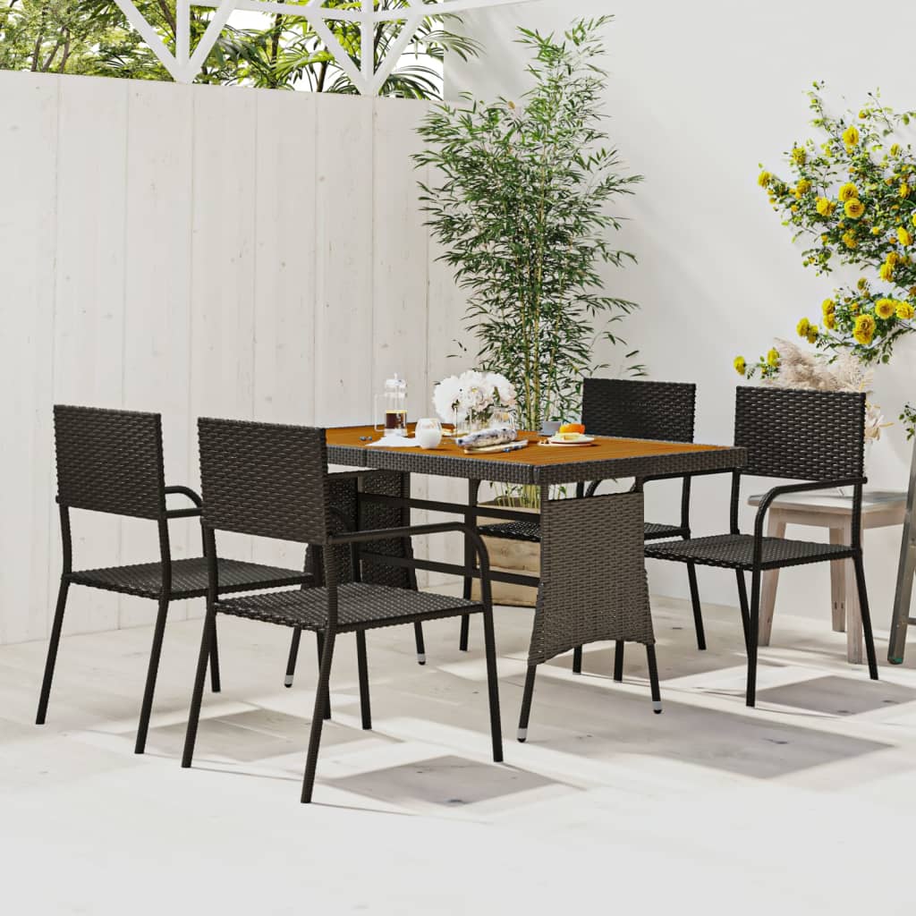 vidaXL 5-tlg. Garten-Essgruppe Poly Rattan Schwarz