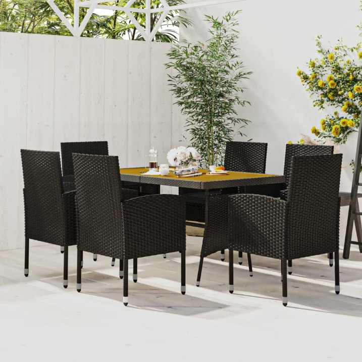 vidaXL 5-tlg. Garten-Essgruppe Poly Rattan Schwarz