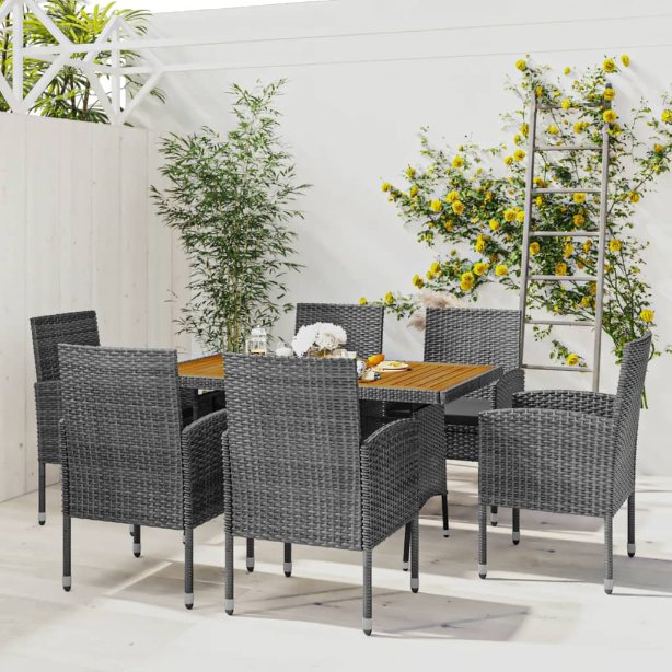 vidaXL 5-tlg. Garten-Essgruppe Poly Rattan Schwarz