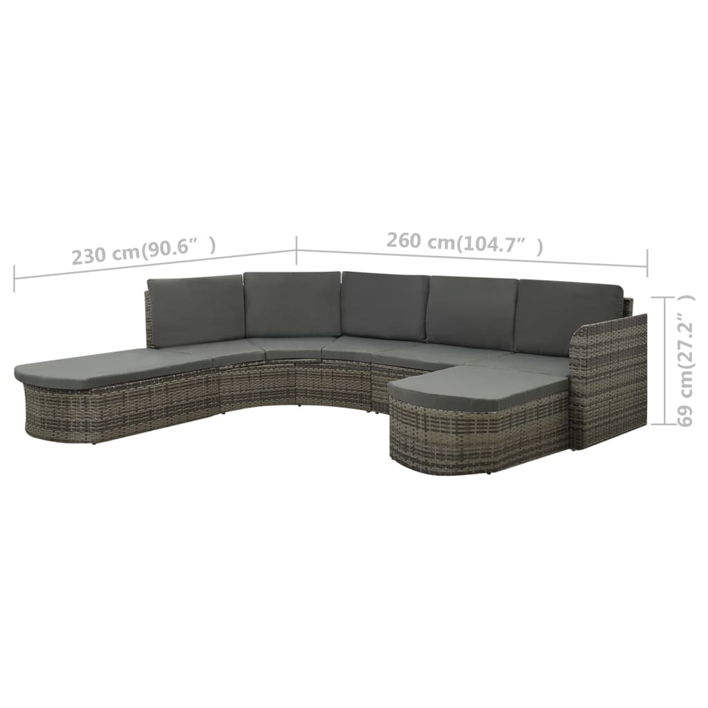 vidaXL 4-tlg. Garten-Lounge-Set mit Auflagen Poly Rattan Grau