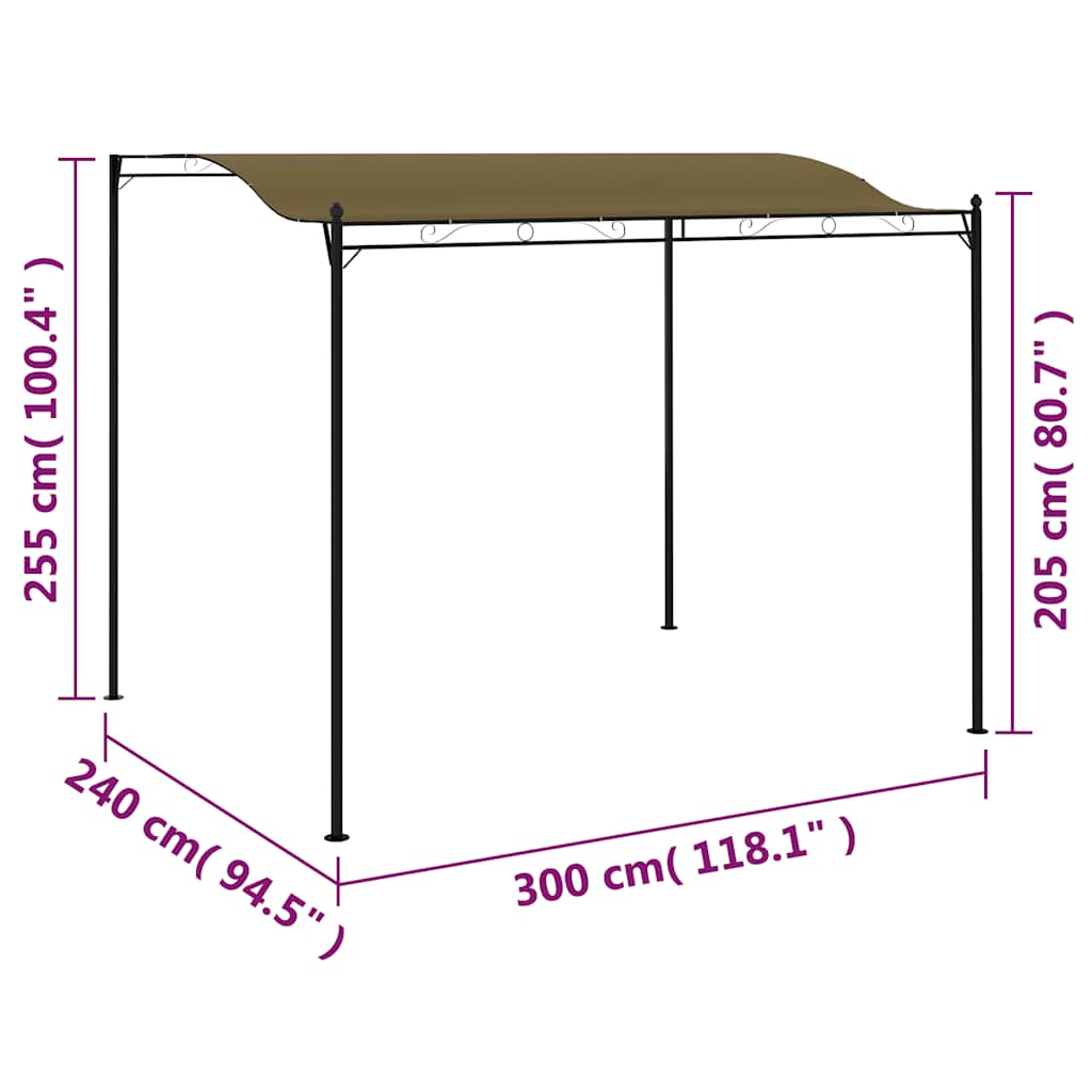 vidaXL Pavillon 3x2,4 m Taupe 180 g/m²