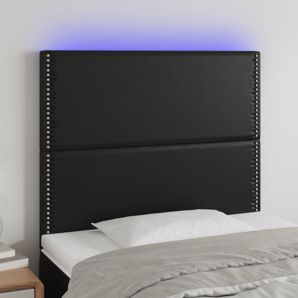 vidaXL LED Kopfteil Schwarz 80x5x78/88 cm Kunstleder