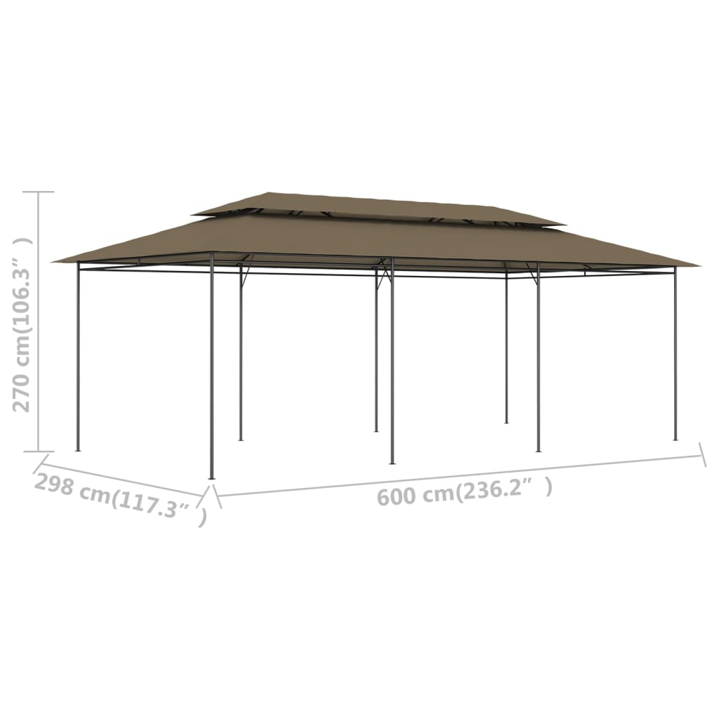 vidaXL Pavillon 600x298x270 cm Taupe 180 g/m²