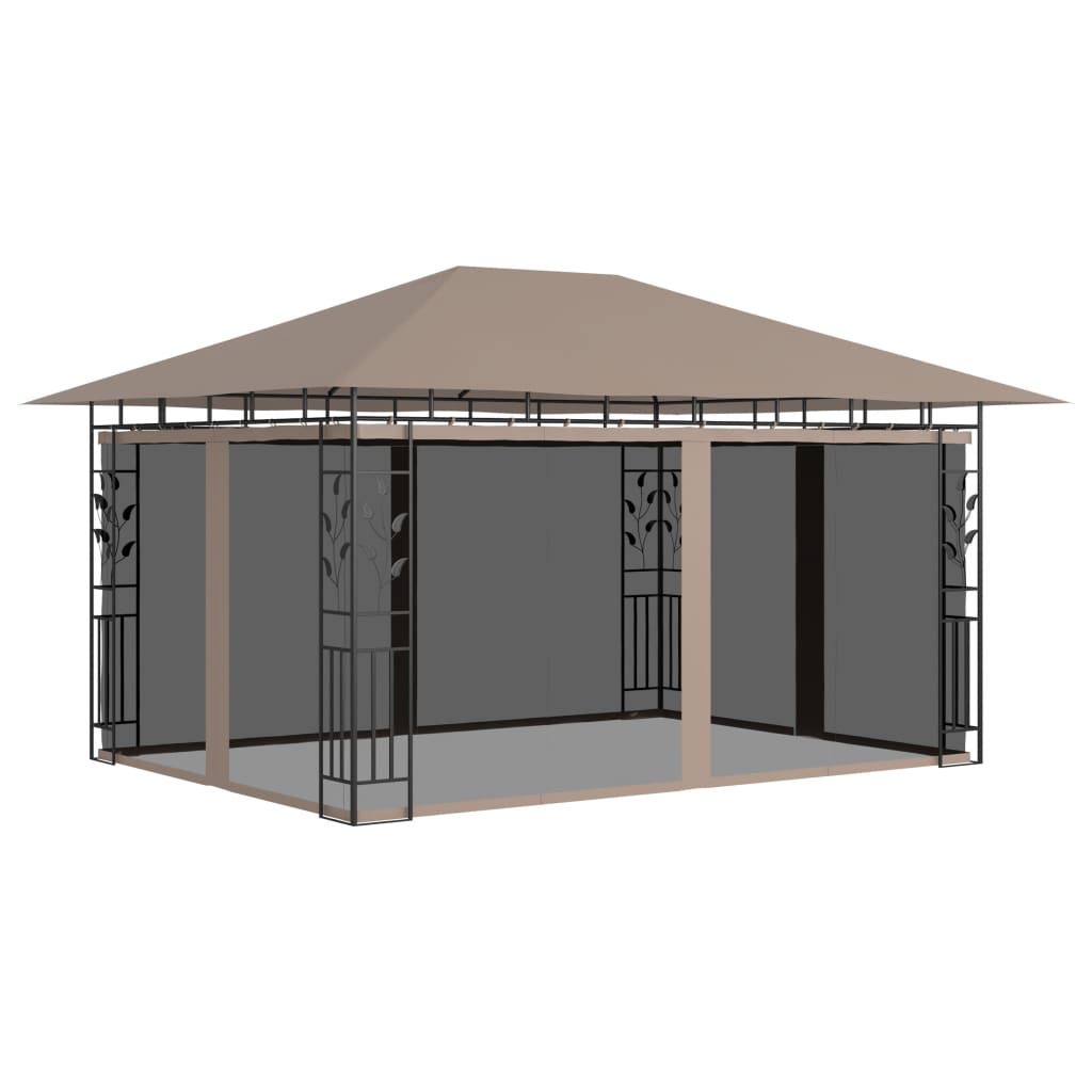 vidaXL Pavillon mit Moskitonetz 3x3x2,73 m Taupe 180 g/m²