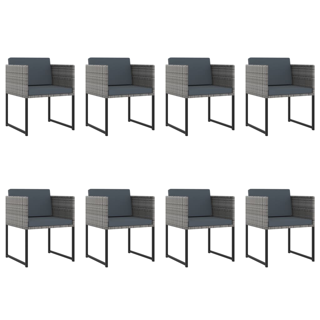 vidaXL 9-tlg. Garten-Essgruppe mit Kissen Poly Rattan Grau