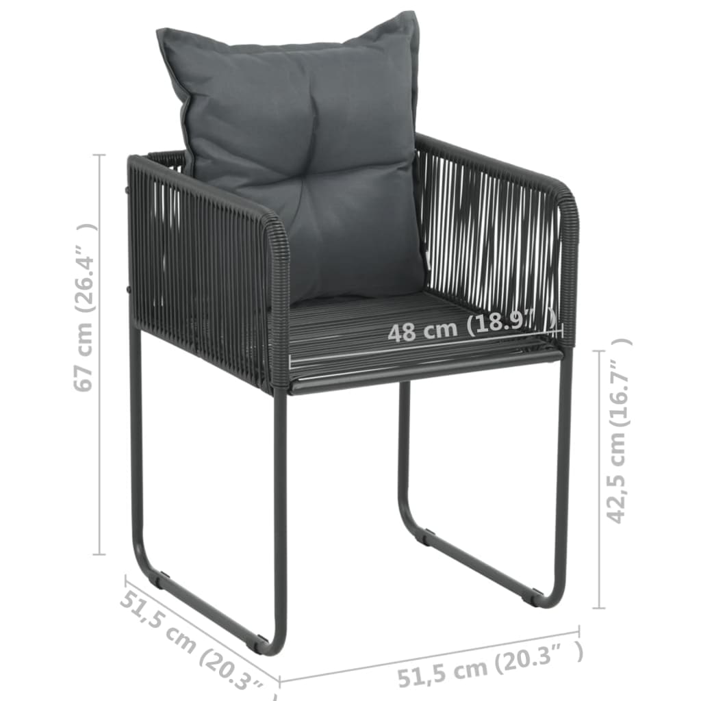 vidaXL Gartenstühle 4 Stk. mit Kissen Poly Rattan Schwarz