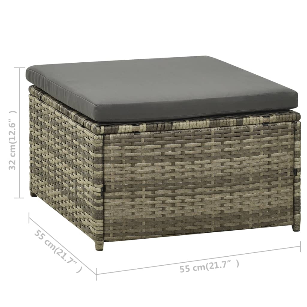 vidaXL 3-tlg. Garten-Lounge-Set mit Auflagen Poly Rattan Grau