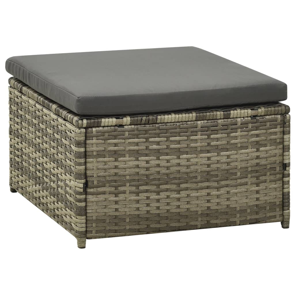 vidaXL 3-tlg. Garten-Lounge-Set mit Auflagen Poly Rattan Grau