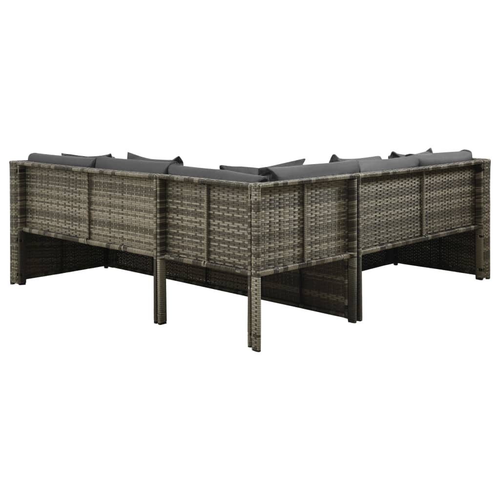 vidaXL 4-tlg. Garten-Lounge-Set mit Auflagen Poly Rattan Grau