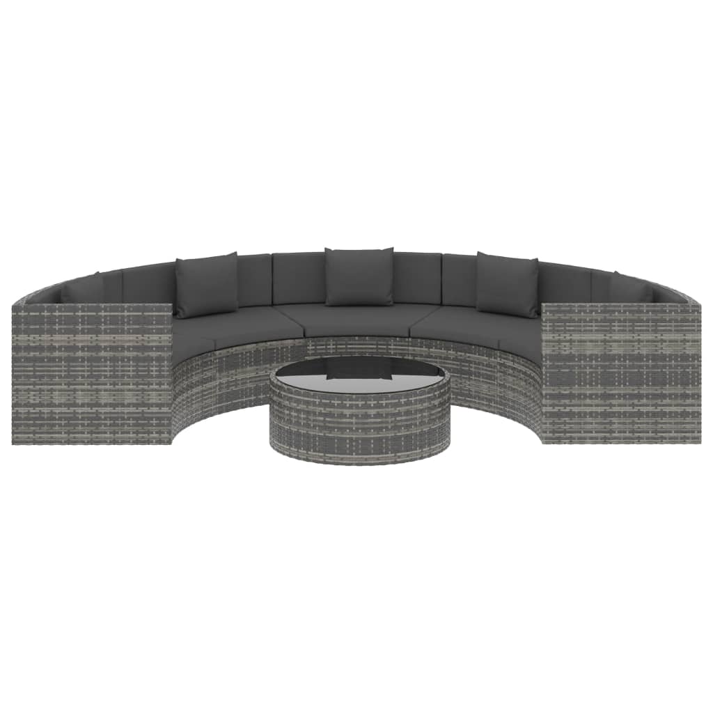 vidaXL 6-tlg. Garten-Lounge-Set mit Auflagen Poly Rattan Grau