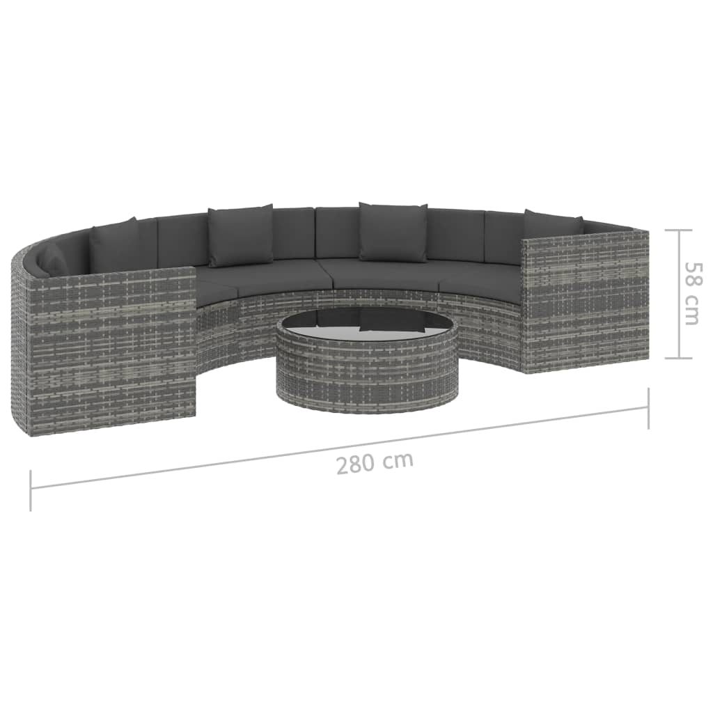 vidaXL 6-tlg. Garten-Lounge-Set mit Auflagen Poly Rattan Grau