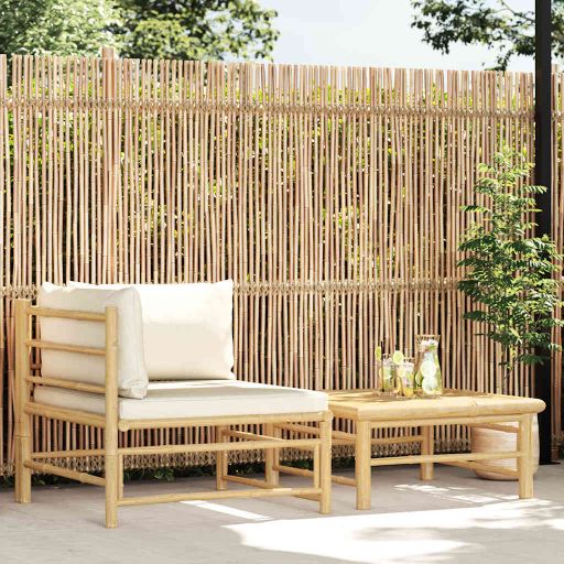 vidaXL 3-tlg. Garten-Lounge-Set mit Kissen Bambus