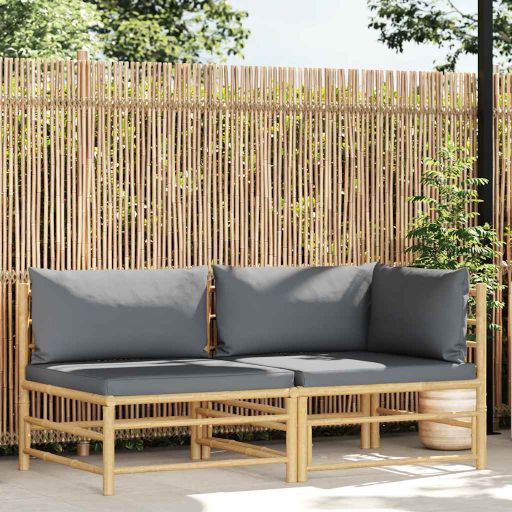 vidaXL 3-tlg. Garten-Lounge-Set mit Kissen Bambus