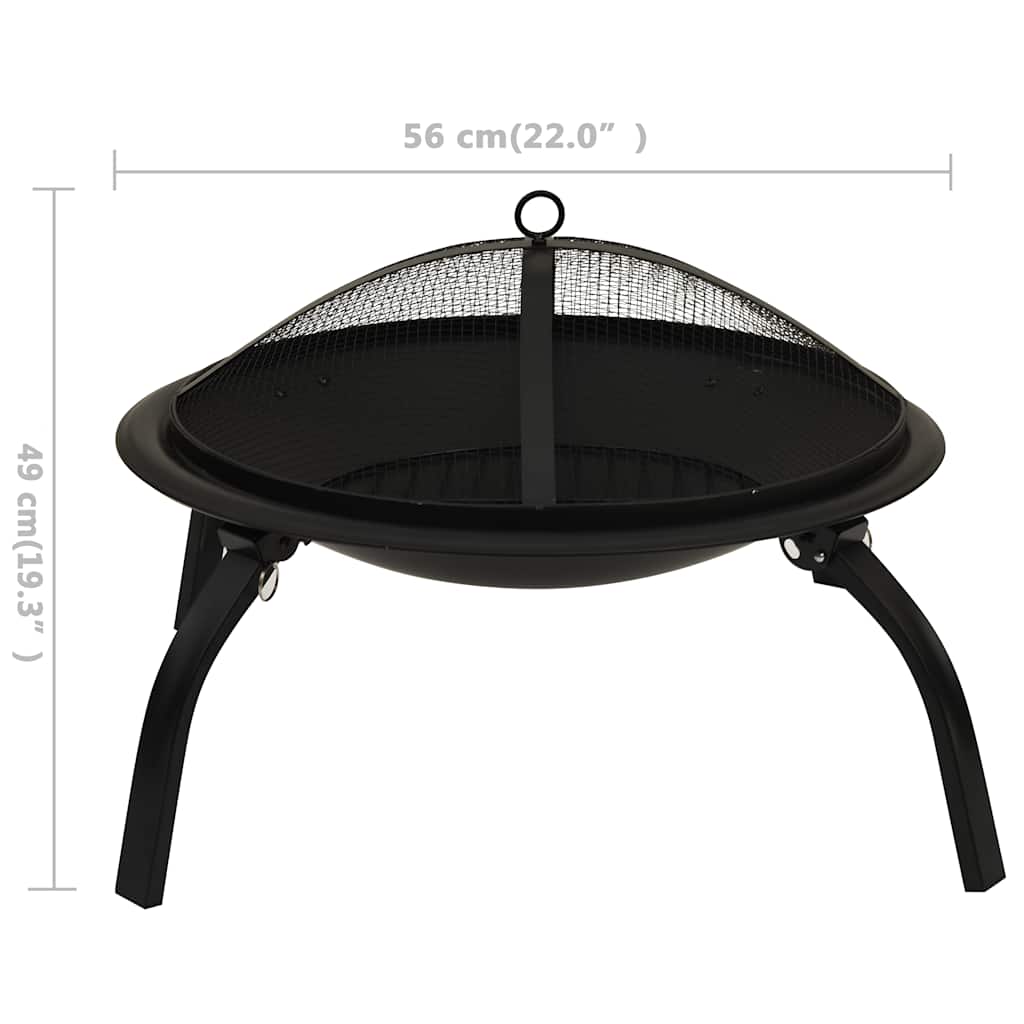 vidaXL 2-in-1 Feuerstelle und Grill mit Schürhaken 56x56x49 cm Stahl