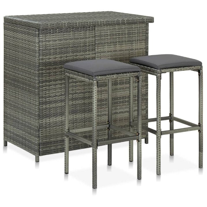 vidaXL 3-tlg. Bar Set Poly Rattan Braun