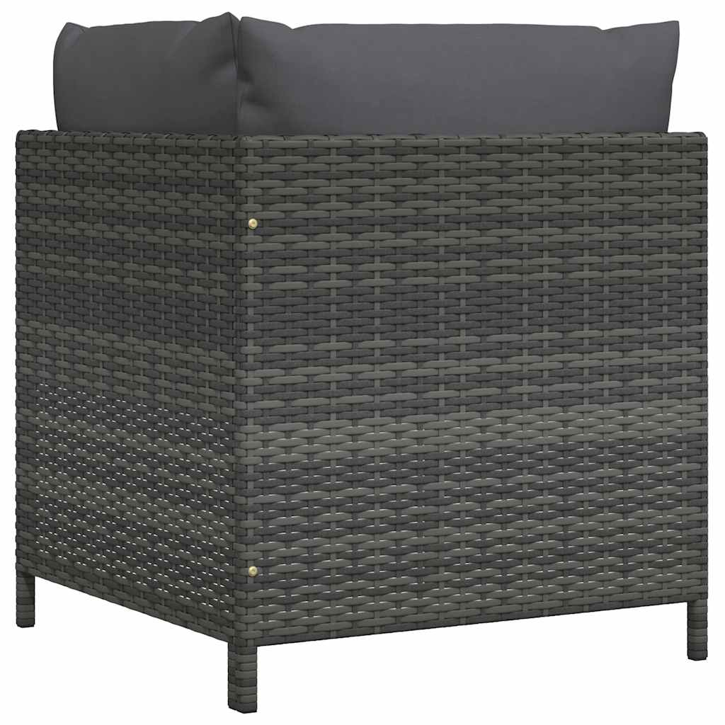 vidaXL Modulares Ecksofa mit Kissen Grau Poly Rattan