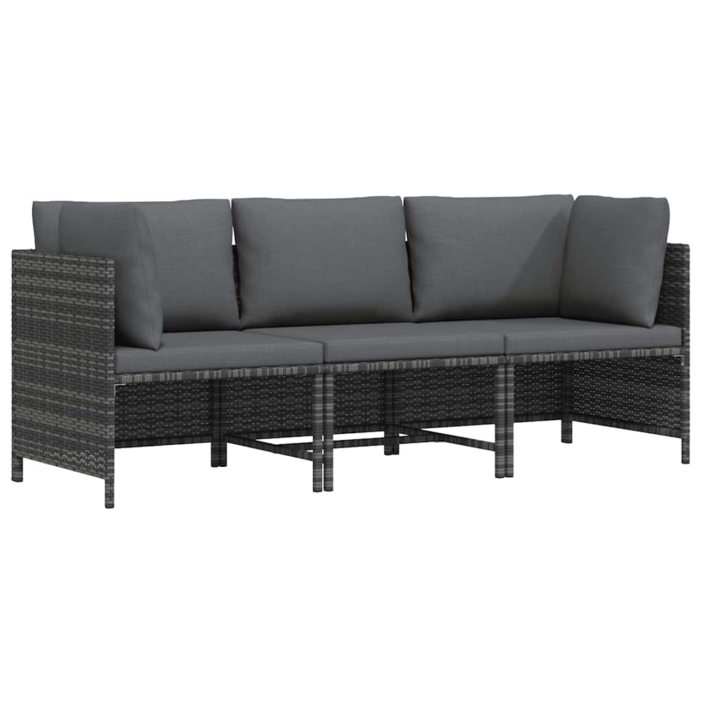 vidaXL Modulares Ecksofa mit Kissen Grau Poly Rattan