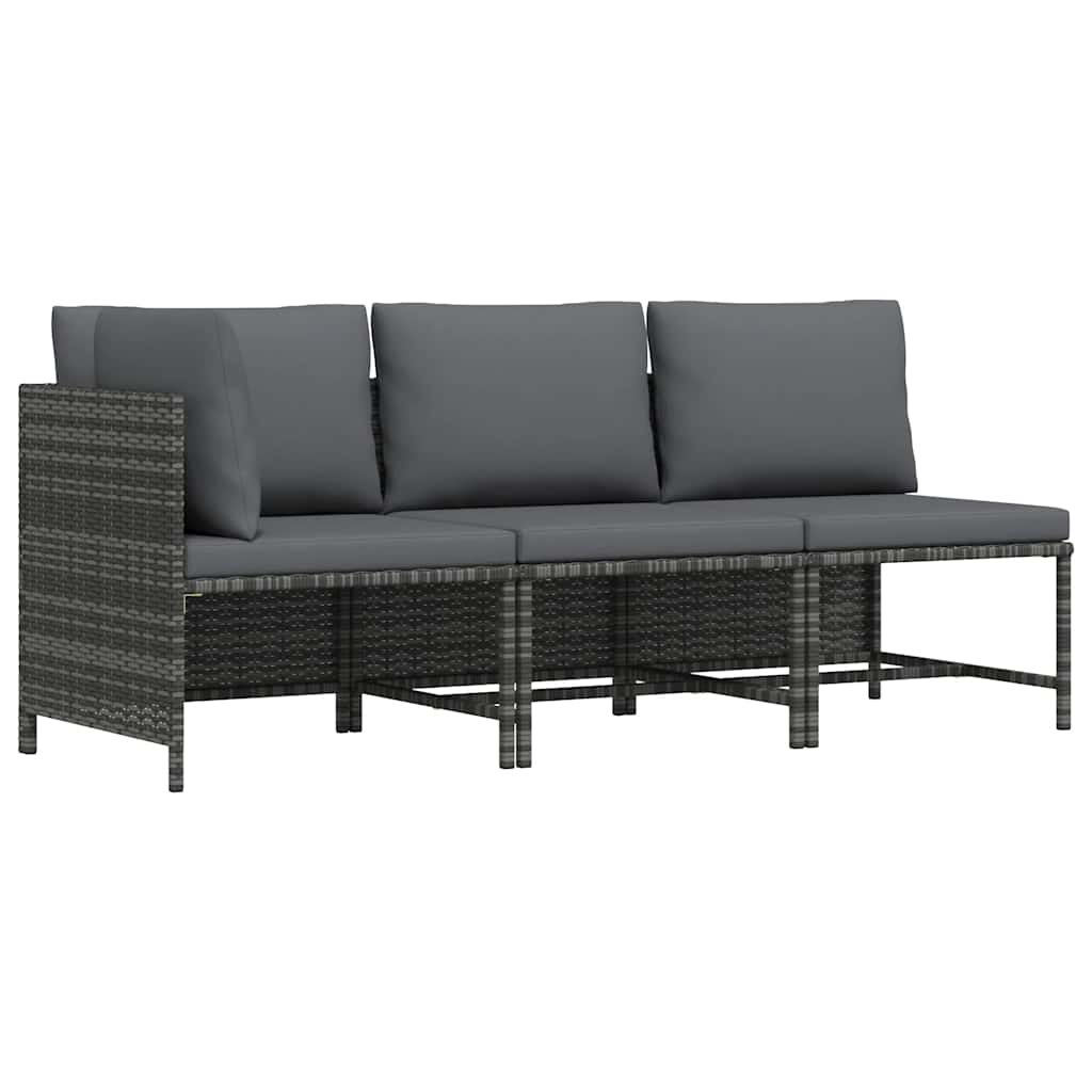 vidaXL Modulares Ecksofa mit Kissen Grau Poly Rattan