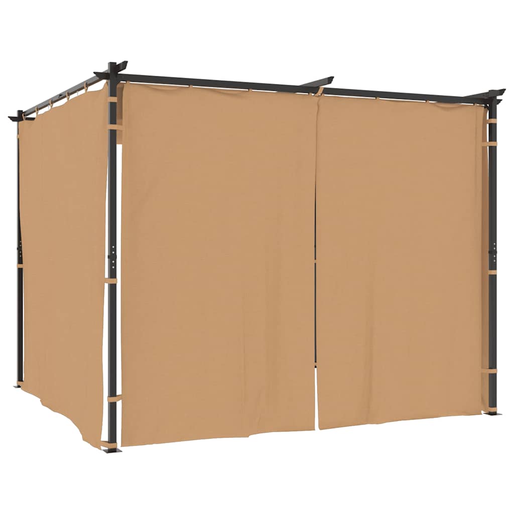 vidaXL Pavillon mit Vorhängen 3x3 m Taupe Stahl