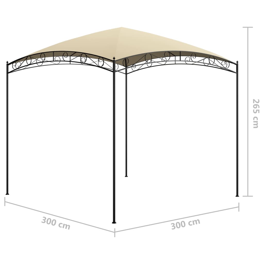 vidaXL Pavillon 3x3x2,65 m Creme 180 g/m²