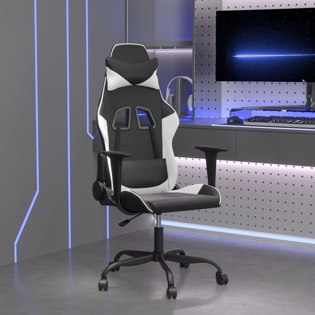 vidaXL Gaming-Stuhl Schwarz und Blau Kunstleder