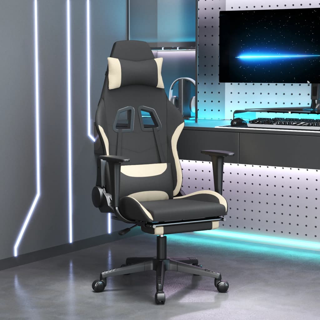 vidaXL Gaming-Stuhl Schwarz und Creme Stoff
