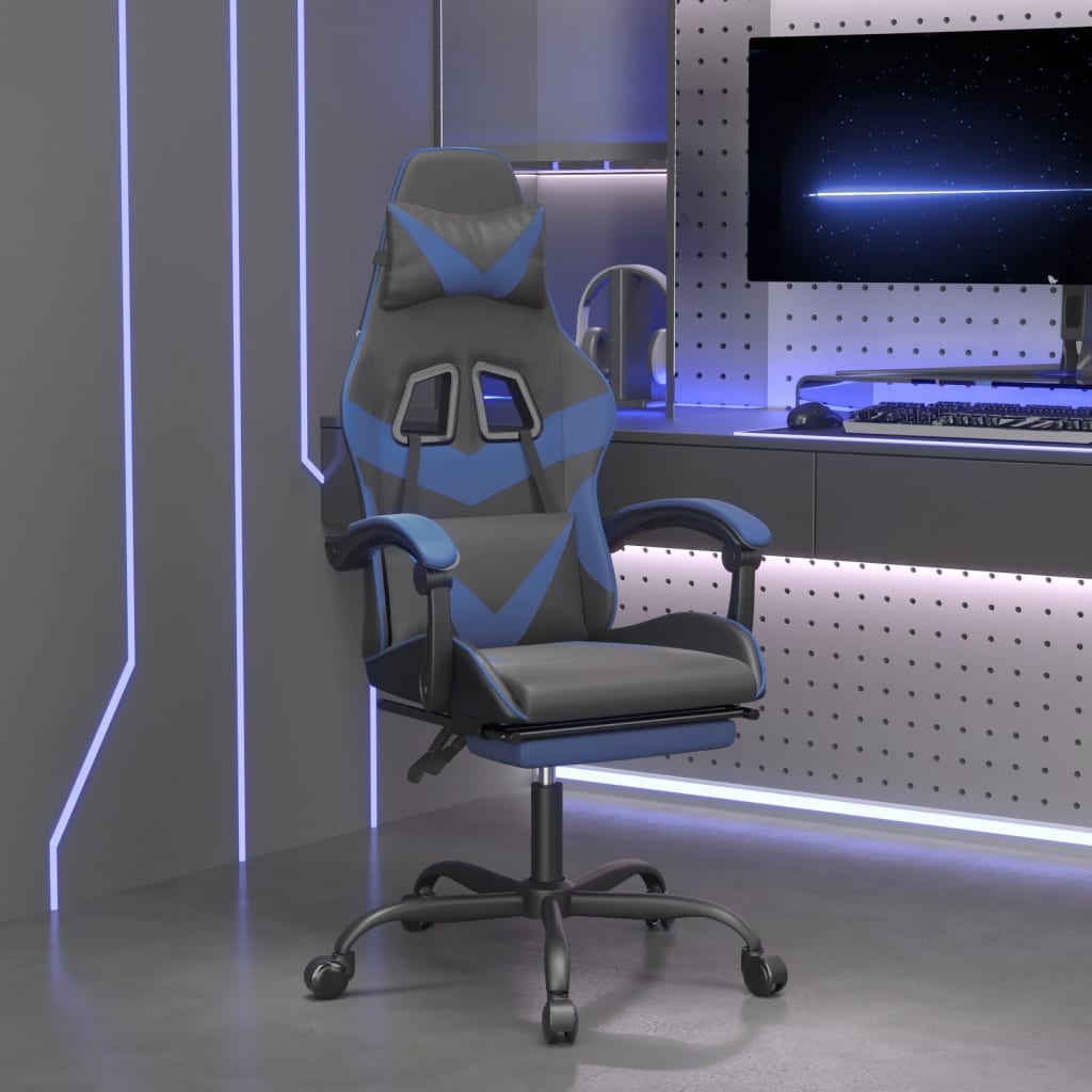 vidaXL Gaming-Stuhl Schwarz und Blau Kunstleder