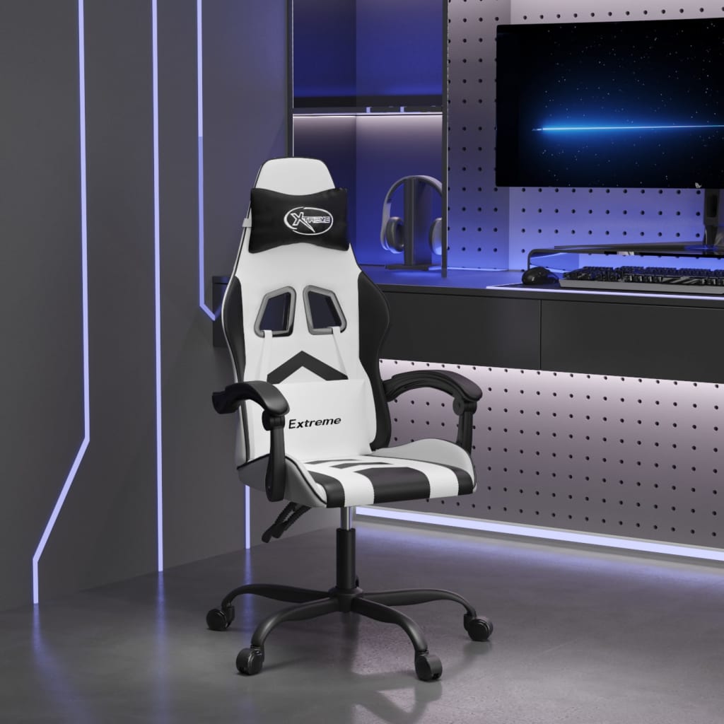 vidaXL Gaming-Stuhl Schwarz und Blau Kunstleder