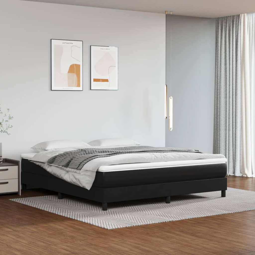 vidaXL Boxspringbett mit Matratze Schwarz 80x200 cm Kunstleder
