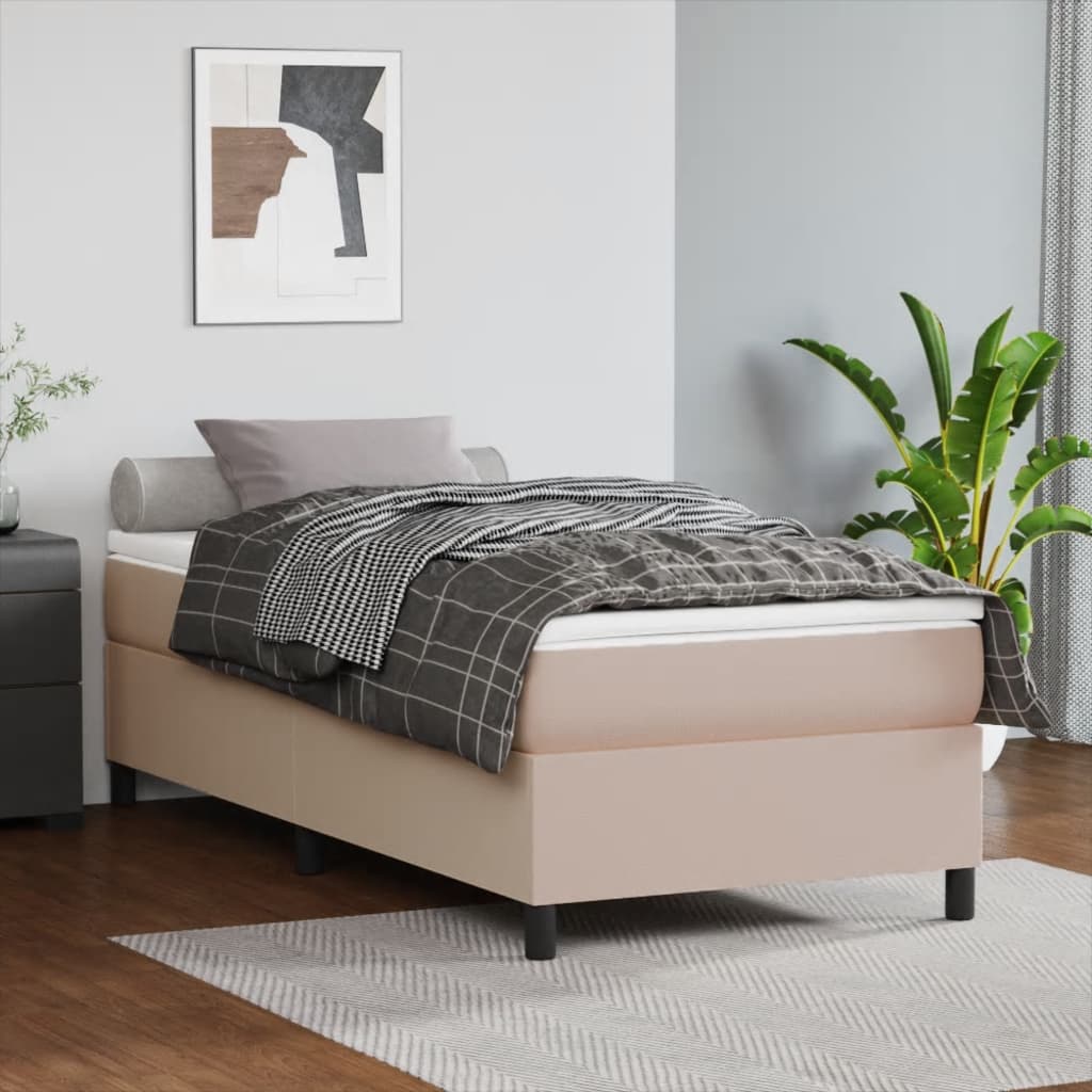vidaXL Boxspringbett mit Matratze Schwarz 80x200 cm Kunstleder