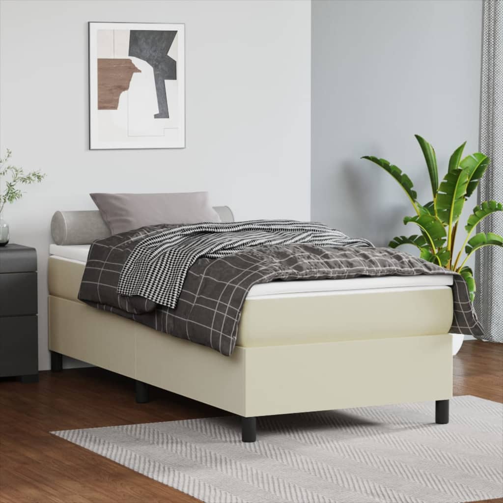vidaXL Boxspringbett mit Matratze Schwarz 80x200 cm Kunstleder