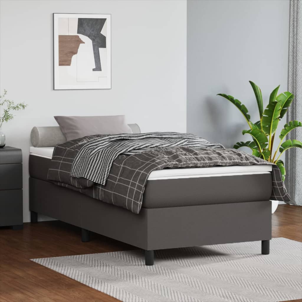 vidaXL Boxspringbett mit Matratze Schwarz 80x200 cm Kunstleder