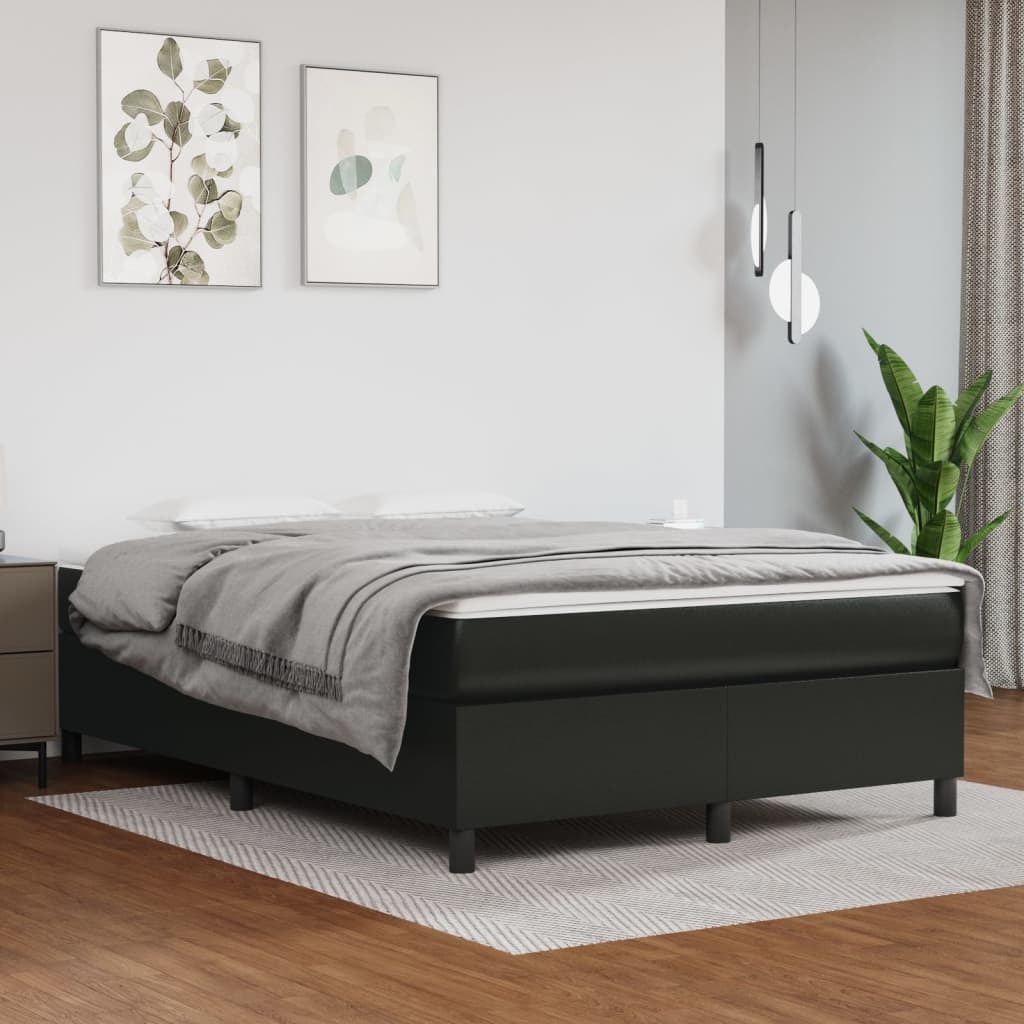 vidaXL Boxspringbett mit Matratze Schwarz 80x200 cm Kunstleder