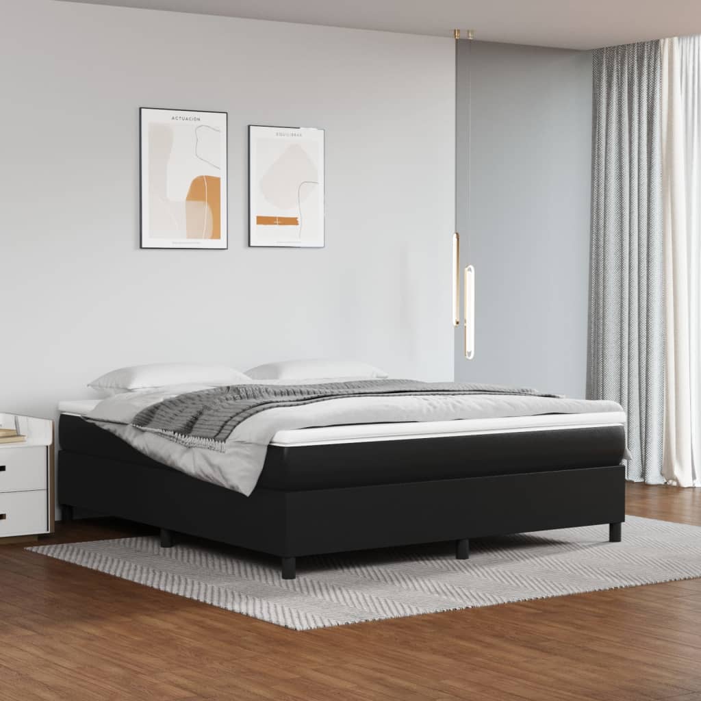 vidaXL Boxspringbett mit Matratze Schwarz 80x200 cm Kunstleder